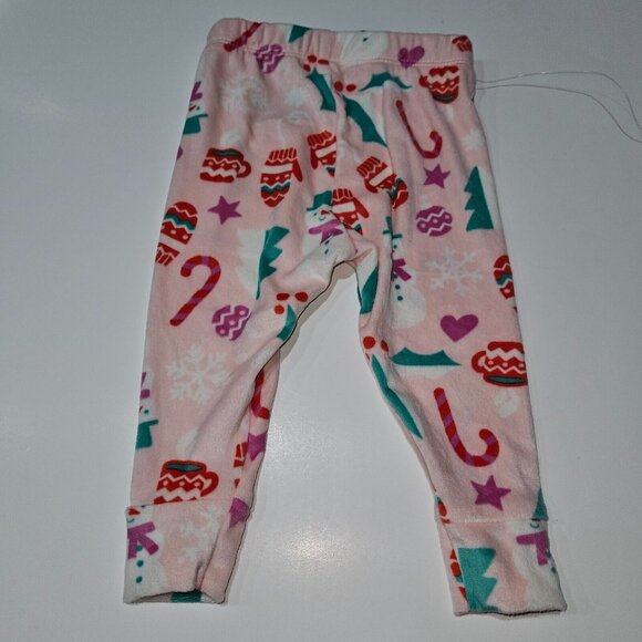 NEW Cat & Jack Christmas Pajama Set 2-Pc Baby Girl 12 Months Pink Festive Icons - Picture 4 of 10